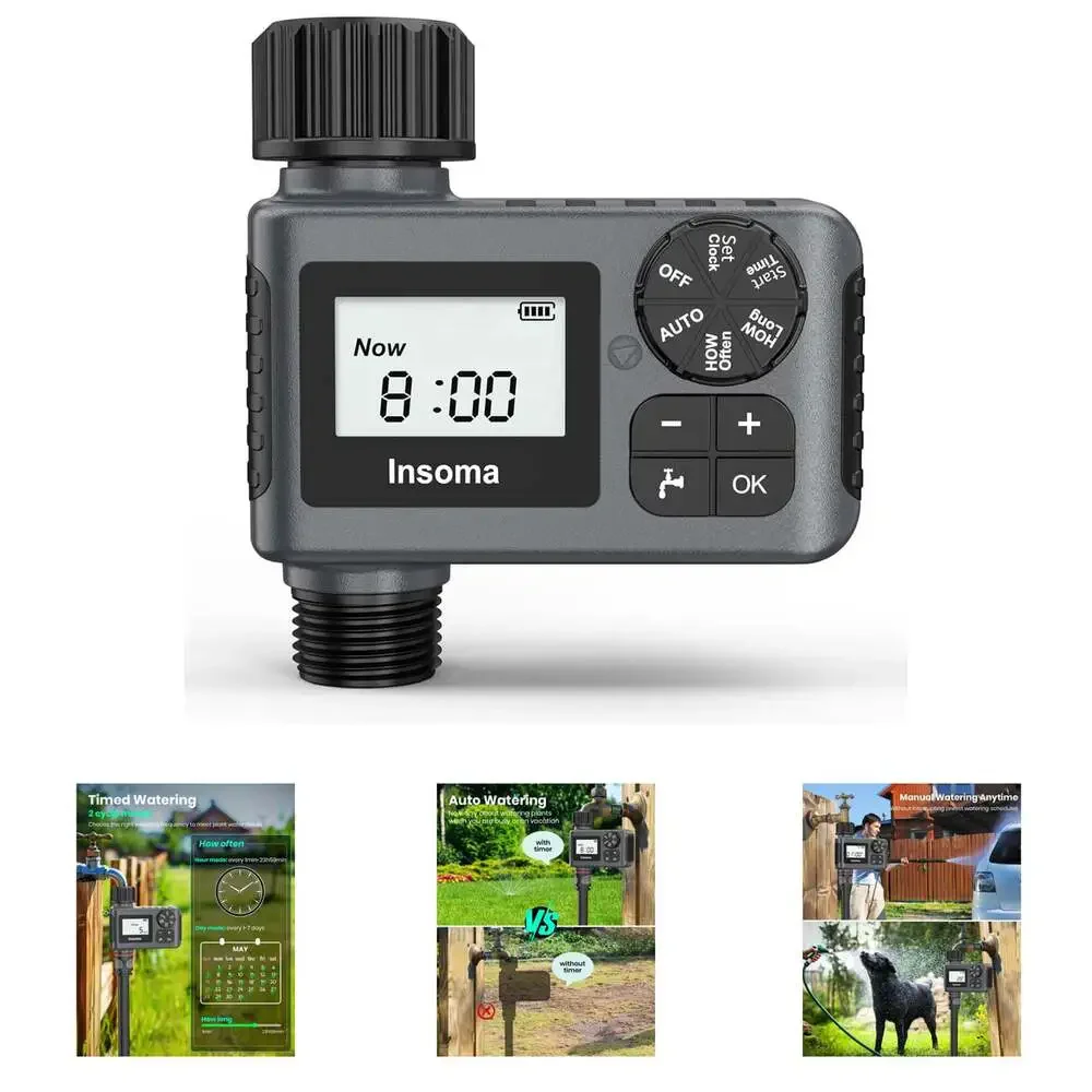 Outdoor Garden Hose Faucet Timer, Programmable Water Sprinkler System with Rain